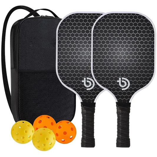 Kit de Pickleball en fibre de carbone graphite - 2 Raquettes, balles et sac