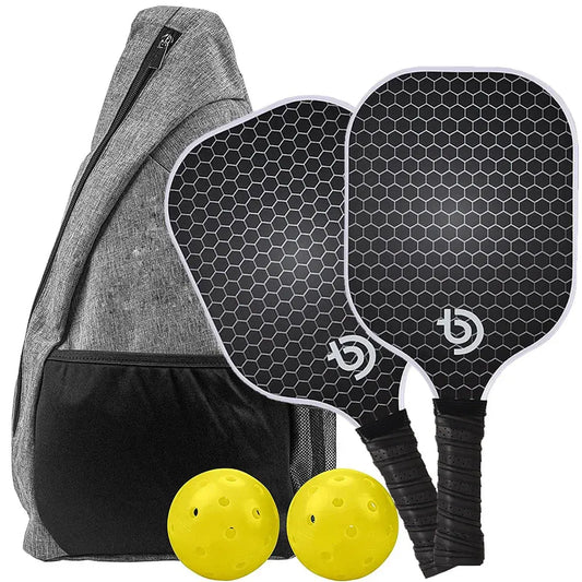 Kit de Pickleball en fibre de carbone graphite - 2 Raquettes, balles et sac