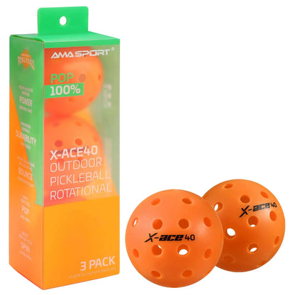 AMA Sport X-ACE - Balles Pickleball - 3 couleurs